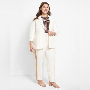 Lane Bryant Perfect Drape Pull-On Relaxed Ankle White Tan Pants Plus Size 24 NWT